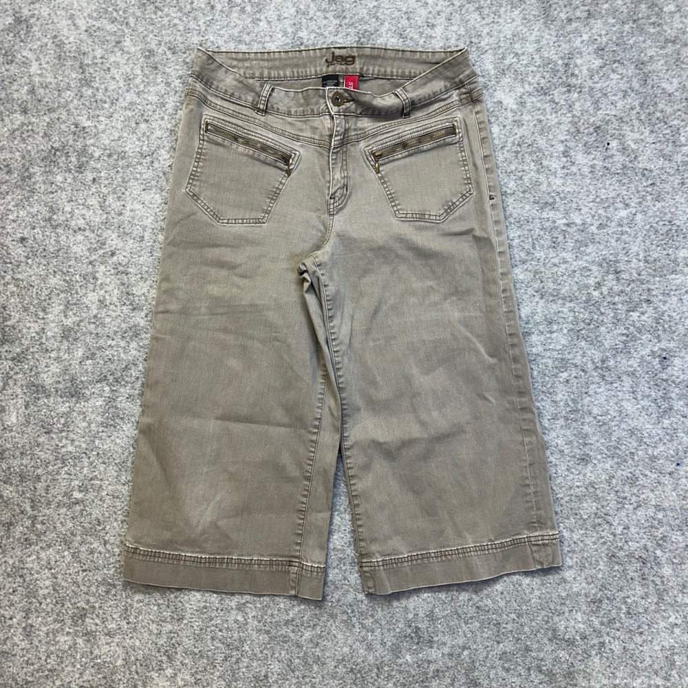 Vintage Jag Jeans Wide Leg Cropped Pants Womens 16 Taupe Brown Stretch Casual